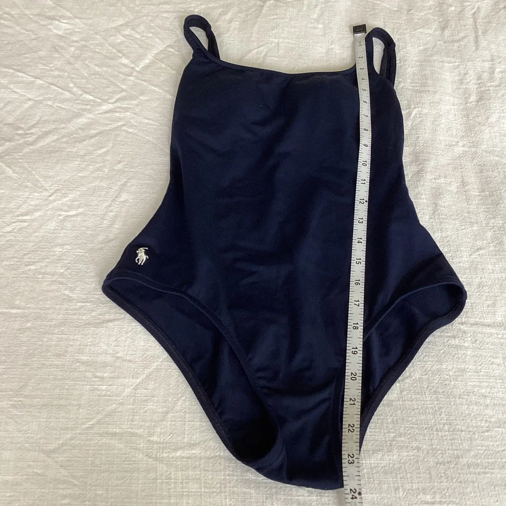 Ralph Lauren Blue Label One Piece Swimsuit Size 4 Navy Blue Classic Pony Logo - Picture 13 of 14